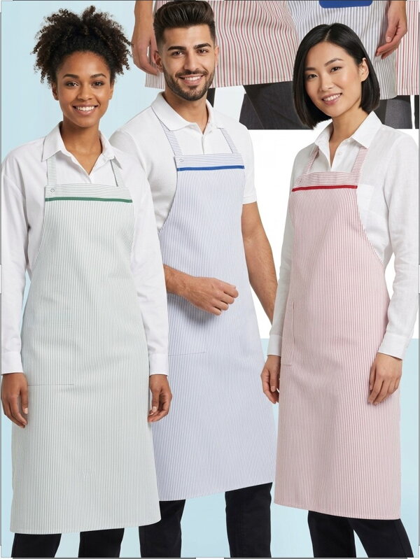 Prúžkovaná zástera s náprsenkou LEIBER